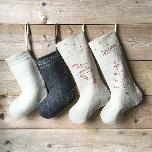 East of India Linen Christmas Stocking - Dear Santa
