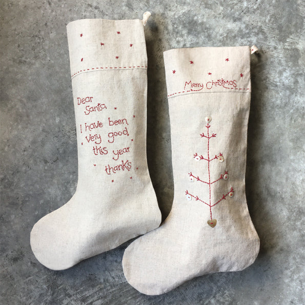 East of India Linen Christmas Stocking - Dear Santa