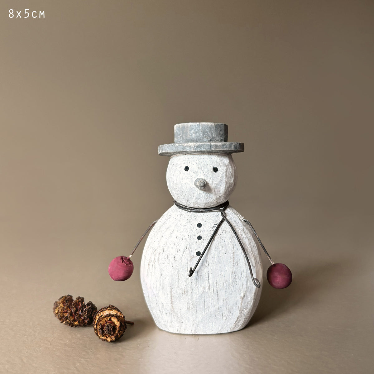 East of India Wooden Snowman Decoration - Red Mittens
