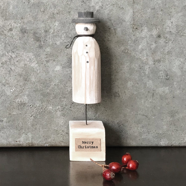 East of India Wooden Snowman on Stand