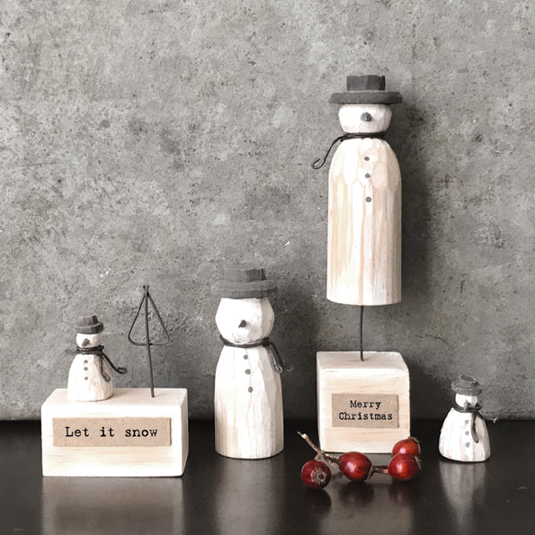 East of India Wooden Snowman on Stand