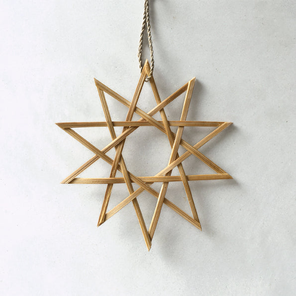 East of India Small Woven Bamboo Star Decoration - Ten Pointed