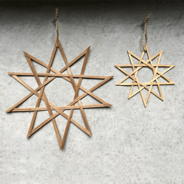 East of India Small Woven Bamboo Star Decoration - Ten Pointed