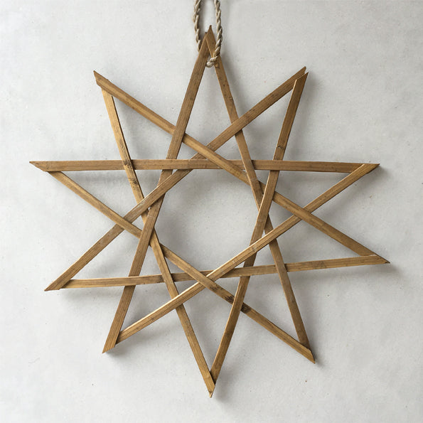East of India Large Woven Bamboo Star Decoration - Ten Pointed