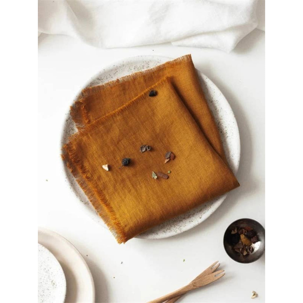 Washed Linen Frayed Edge Napkin & Placemat - 07 / 32 x 44 cm
