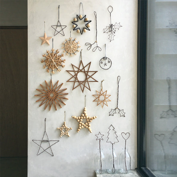 East of India Large Beaded Star Decoration - Natural