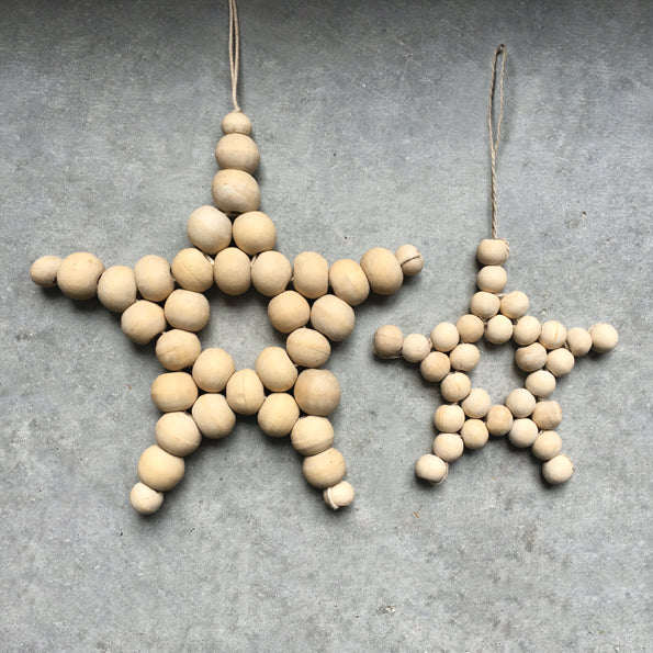 East of India Large Beaded Star Decoration - Natural