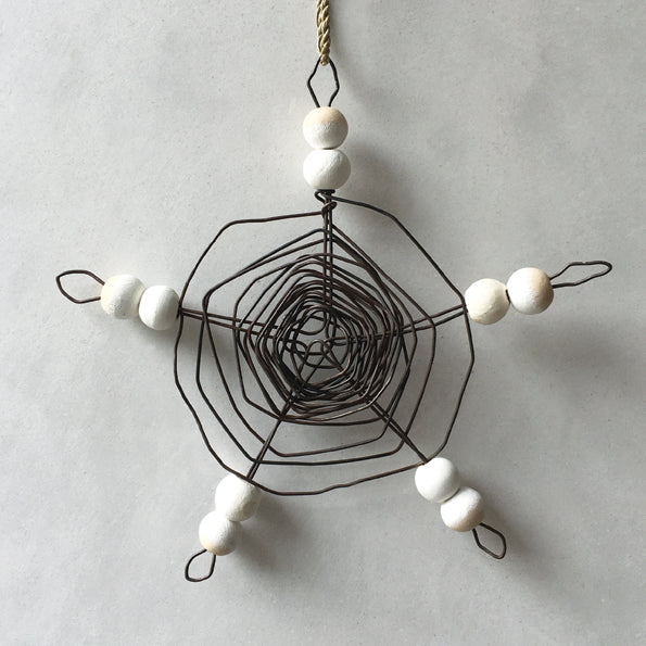 East of India Cobweb Star Decoration - Wood and Wire