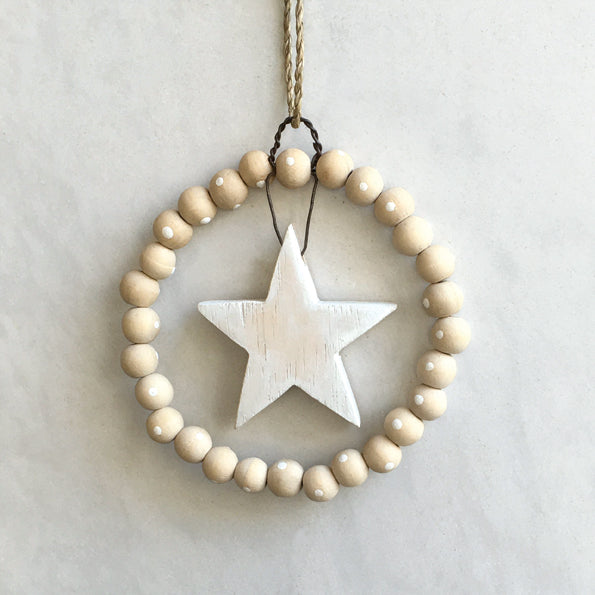East of India Beaded Wreath Decoration - Star