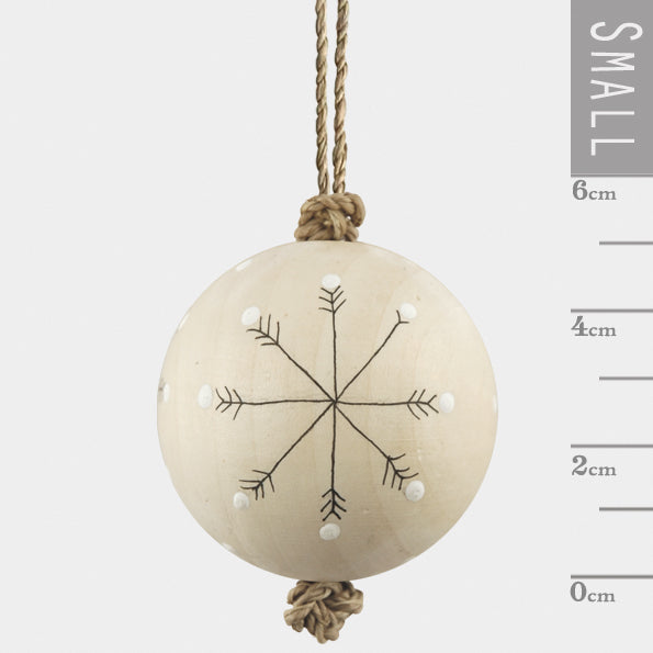East of India Wooden Bauble - Snowflakes