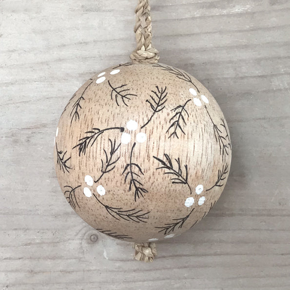 East of India Wooden Bauble - Berry Branches