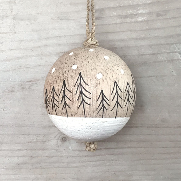 East of India Small Wooden Bauble - Winter Trees