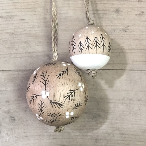 East of India Small Wooden Bauble - Winter Trees