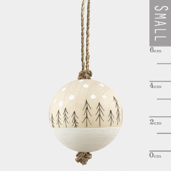 East of India Small Wooden Bauble - Winter Trees
