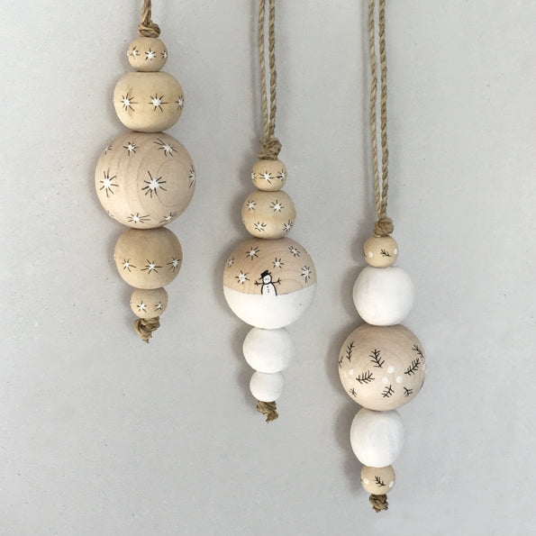 East of India Wooden Droplet Bauble - Snowman