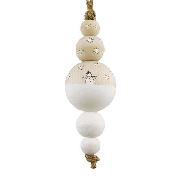 East of India Wooden Droplet Bauble - Snowman