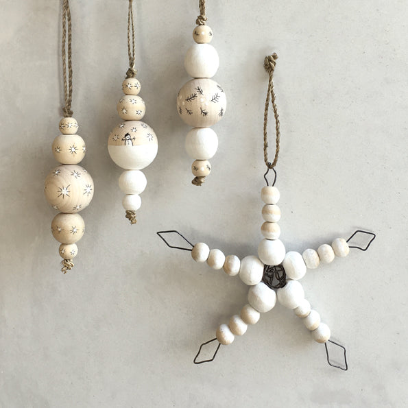 East of India Wooden Droplet Bauble - Berry Branches