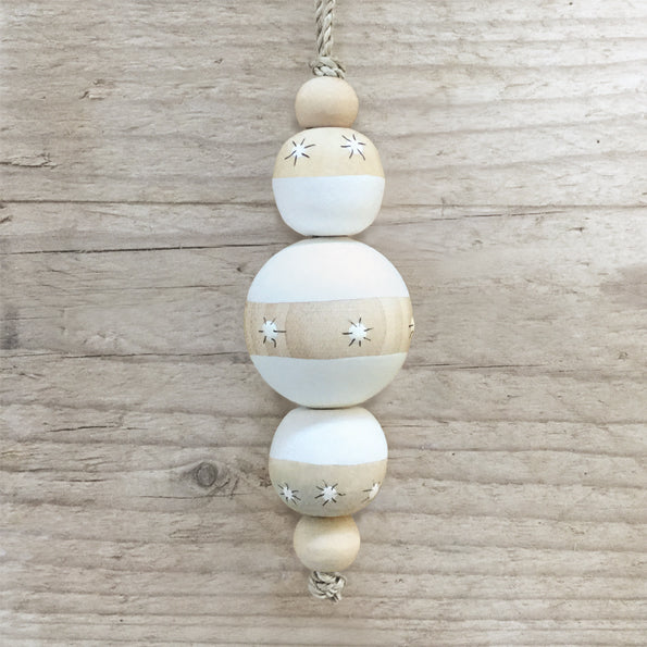East of India Wooden Droplet Bauble - Stripes