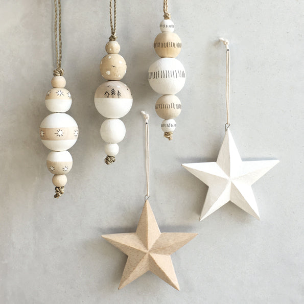 East of India Wooden Droplet Bauble - Stripes
