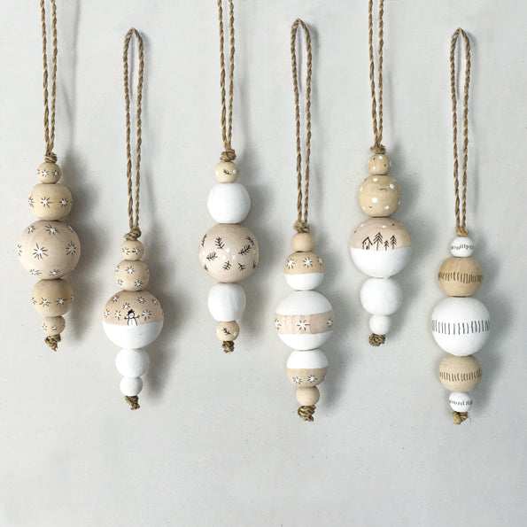 East of India Wooden Droplet Bauble - Stripes