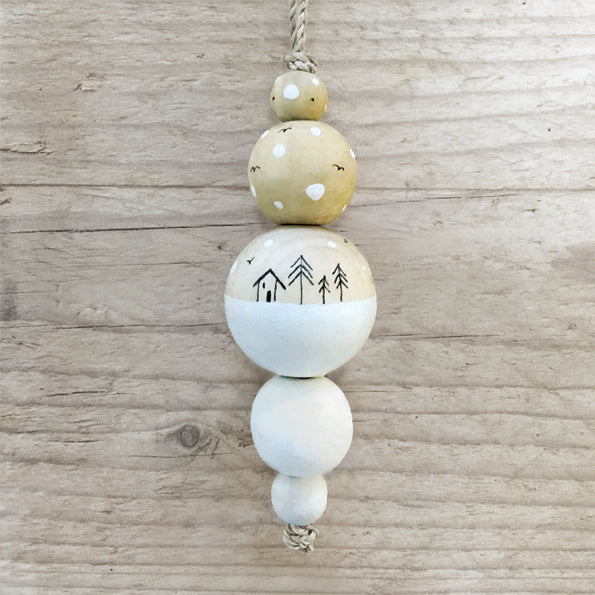 East of India Wooden Droplet Bauble - Houses