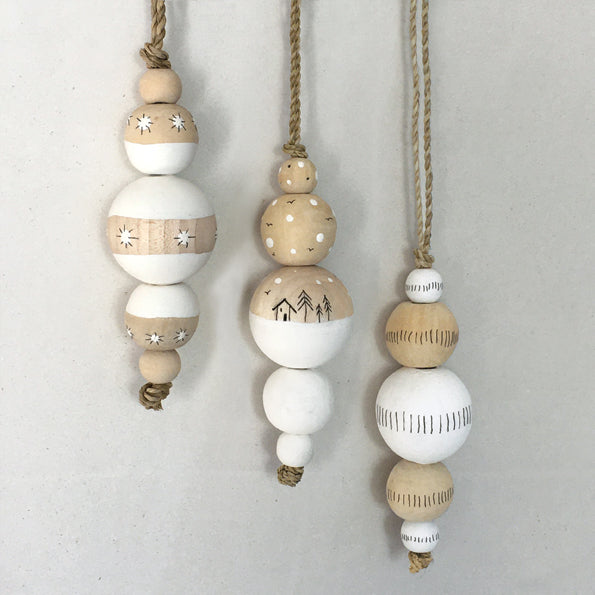 East of India Wooden Droplet Bauble - Houses