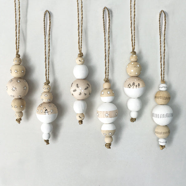 East of India Wooden Droplet Bauble - Lined
