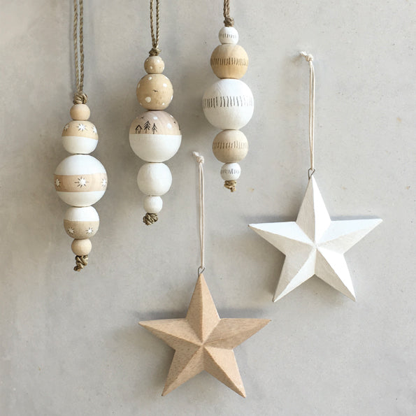 East of India Wooden Droplet Bauble - Lined