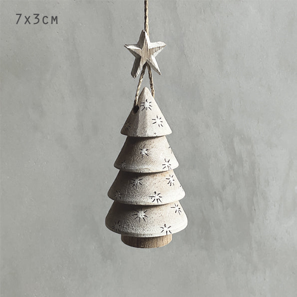 East of India Small Wooden Dotty Tree Decoration