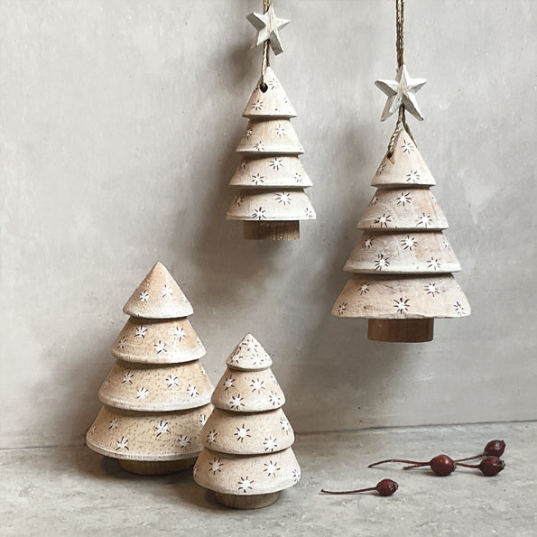 East of India Small Wooden Dotty Tree Decoration