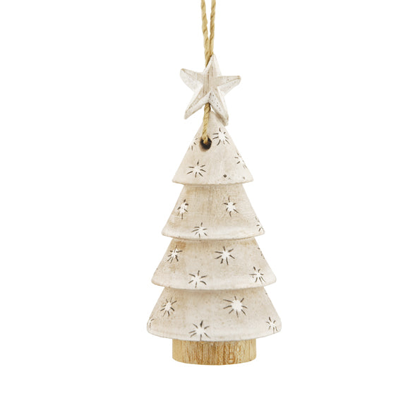 East of India Small Wooden Dotty Tree Decoration