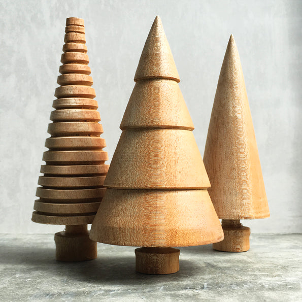 East of India Turned Wooden Christmas Tree - Ridged
