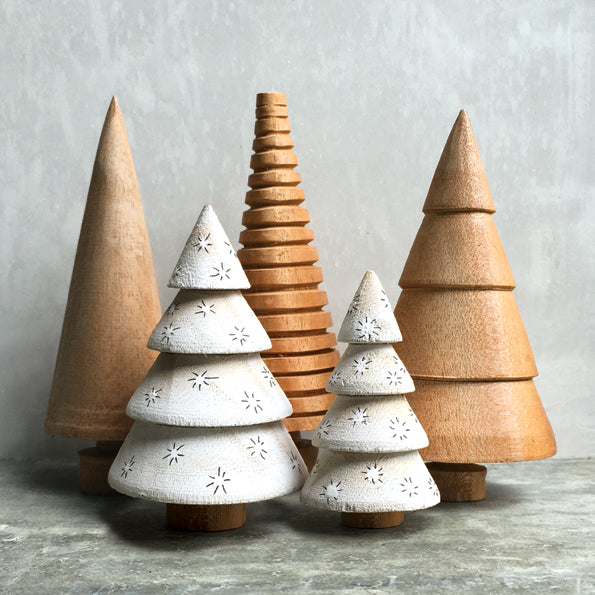 East of India Turned Wooden Christmas Tree - Ridged