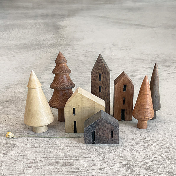 East of India Small Turned Wooden Tree - Plain Dark Wood