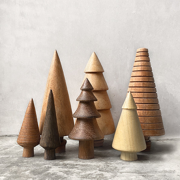 East of India Small Turned Wooden Tree - Lined