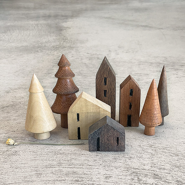 East of India Small Turned Wooden Tree - Fluted