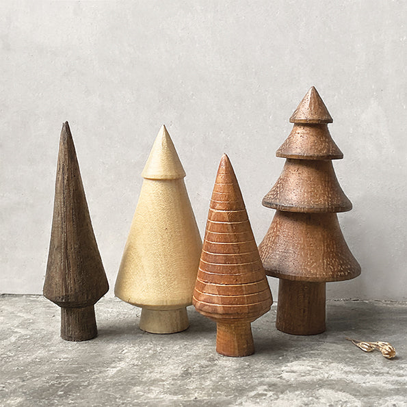 East of India Small Turned Wooden Tree - Fluted