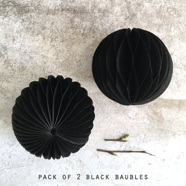East of India Paper Baubles, Pack of 2 - Black