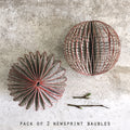 East of India Paper Baubles, Pack of 2 - Newsprint