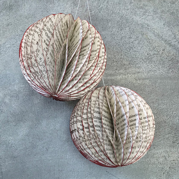 East of India Paper Baubles, Pack of 2 - Newsprint