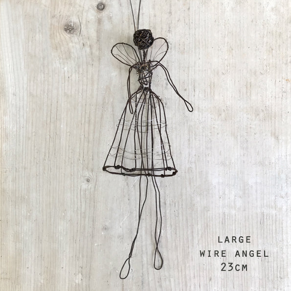 East of India Large Woven Rusty Wire Angel