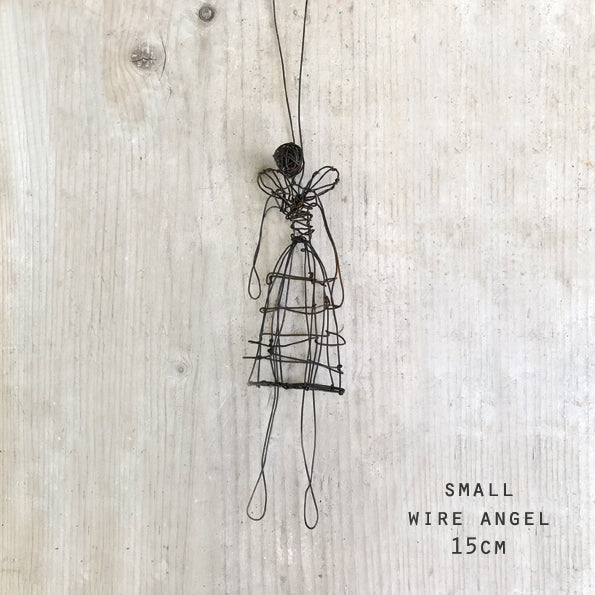 East of India Small Woven Rusty Wire Angel