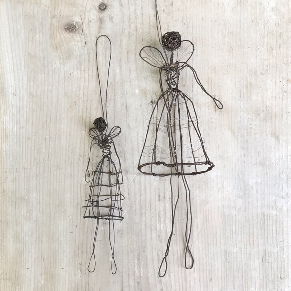 East of India Small Woven Rusty Wire Angel