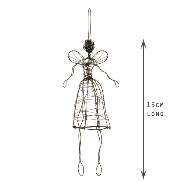 East of India Small Woven Rusty Wire Angel