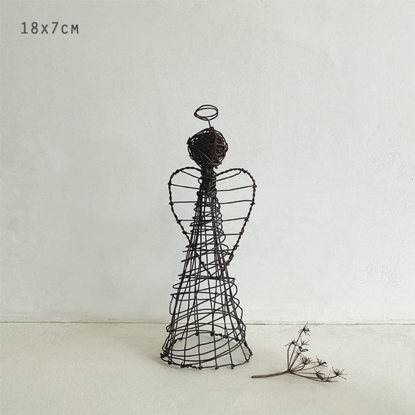 East of India Small Rusty Wire Standing Angel