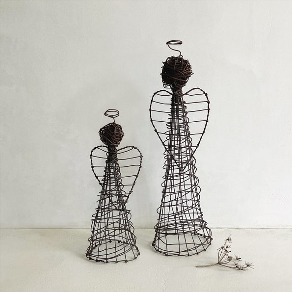 East of India Small Rusty Wire Standing Angel