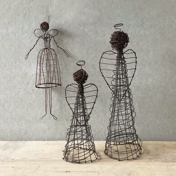 East of India Small Rusty Wire Standing Angel