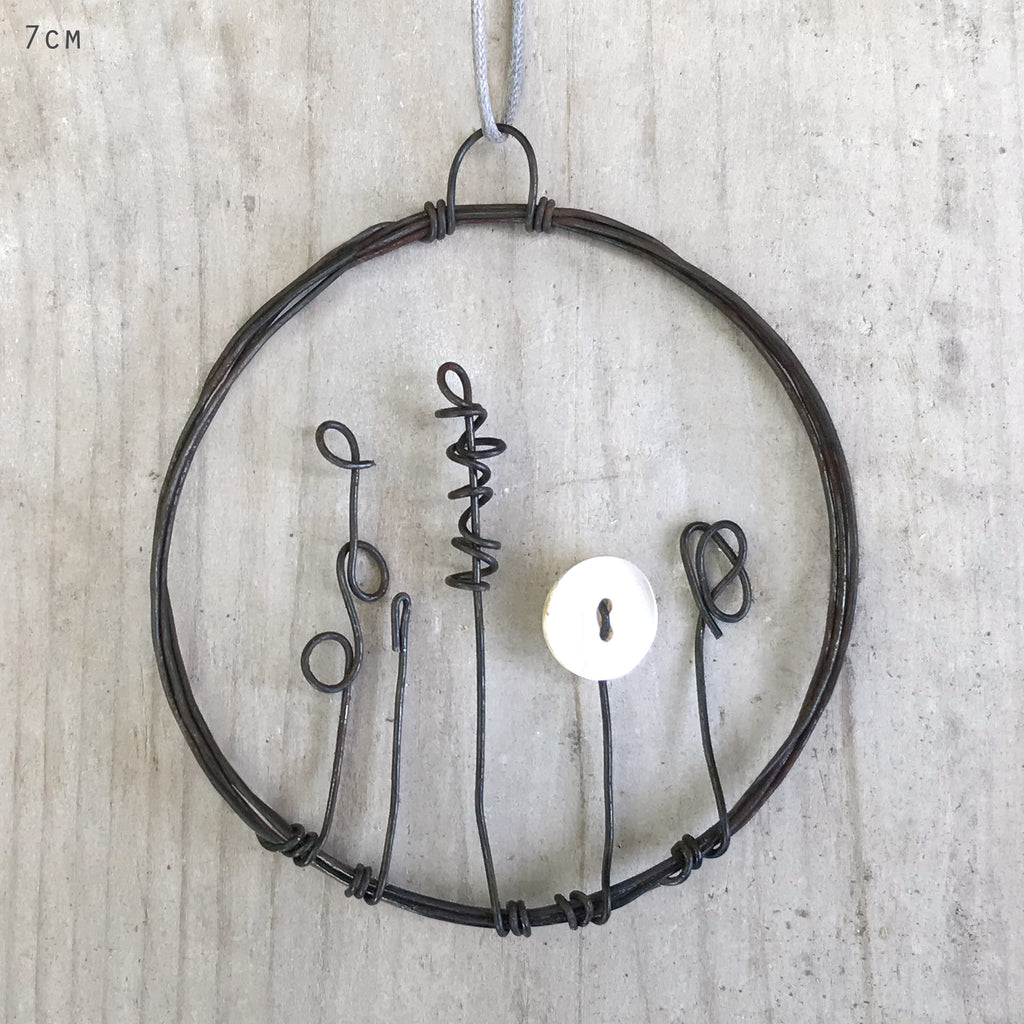 East of India Small Rusty Wire Wreath - Flowers