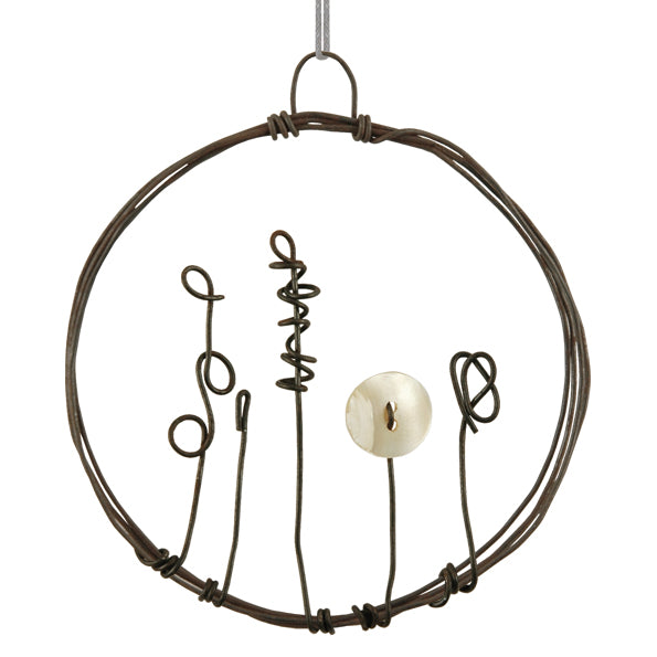 East of India Small Rusty Wire Wreath - Flowers