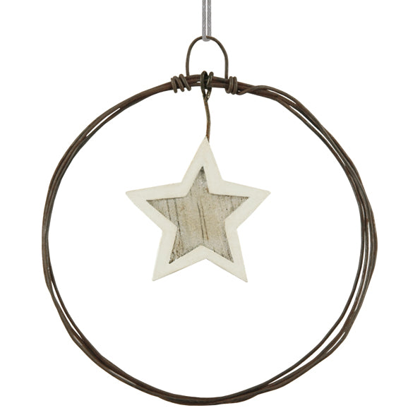 East of India Small Rusty Wire Wreath - Star